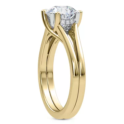 Tori Double Prong Mixed-Metal Hidden Halo Engagement Ring