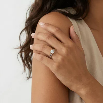 Tori Double Prong Mixed-Metal Hidden Halo Engagement Ring