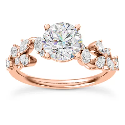 Olga Pear and Round Diamond Winding Engagement Ring