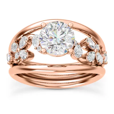 Olga Pear and Round Diamond Winding Engagement Ring