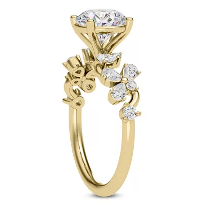 Olga Pear and Round Diamond Winding Engagement Ring