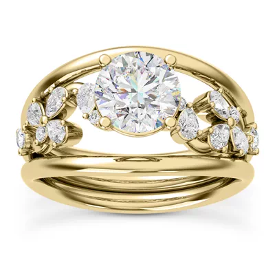 Olga Pear and Round Diamond Winding Engagement Ring