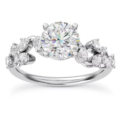 Olga Pear and Round Diamond Winding Engagement Ring