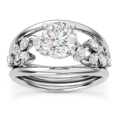 Olga Pear and Round Lab Diamond Winding Engagement Ring