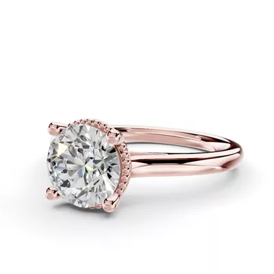 Ravenna Milgrain Halo Solitaire Engagement Ring (1.8mm)