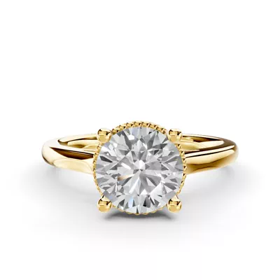 Ravenna Milgrain Halo Solitaire Engagement Ring (1.8mm)