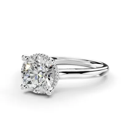 Ravenna Milgrain Halo Solitaire Engagement Ring (1.8mm)