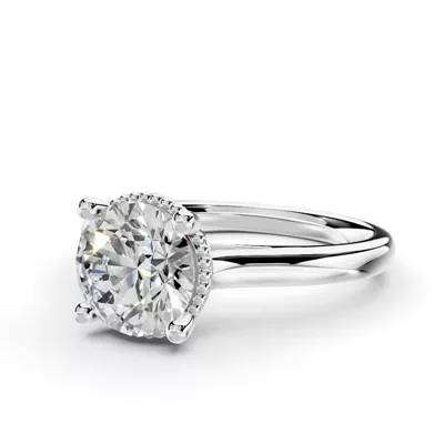 Ravenna Milgrain Halo Solitaire Engagement Ring (2.0mm)