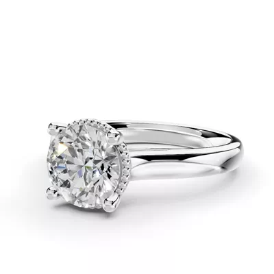 Ravenna Milgrain Halo Solitaire Engagement Ring (2.5mm)