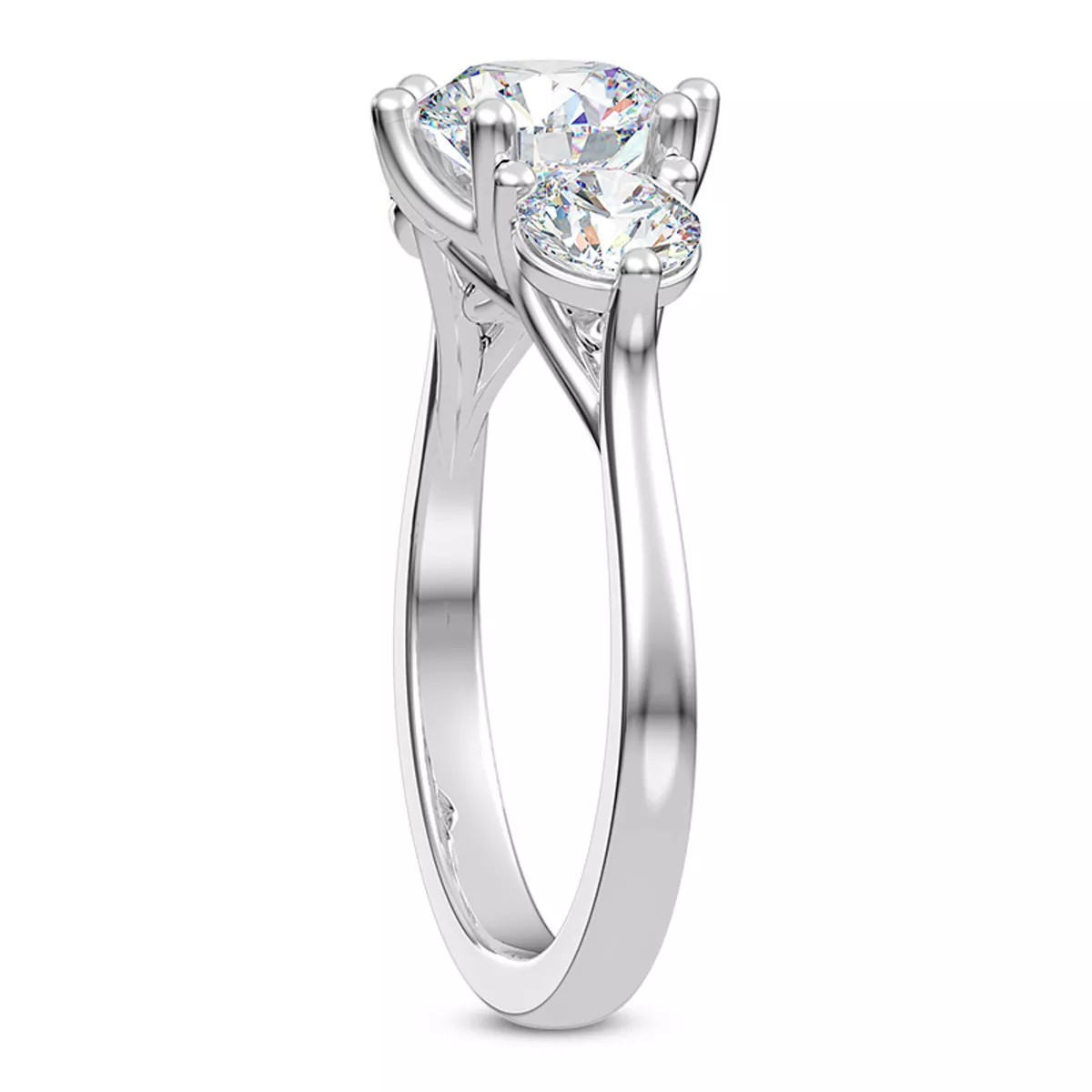 Bryn Trellis Three-Stone Lab Engagement Ring - 14K White Gold