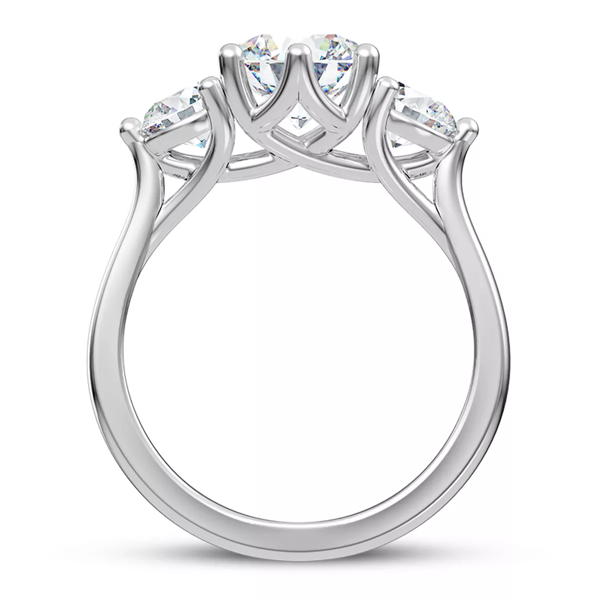 Bryn Trellis Three-Stone Lab Engagement Ring - 14K White Gold