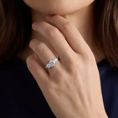 Bryn Trellis Three-Stone Lab Engagement Ring