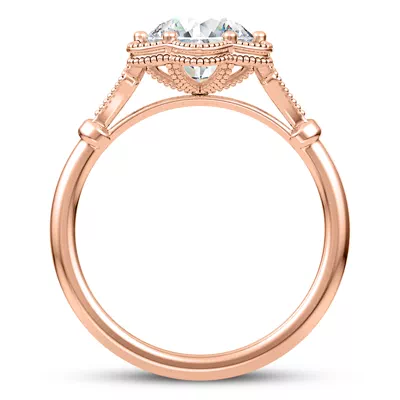 Solaris Floral Beaded Halo Engagement Ring