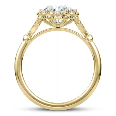 Solaris Floral Beaded Halo Engagement Ring