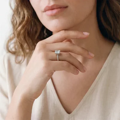 Faye Double Hidden Halo Pave Engagement Ring