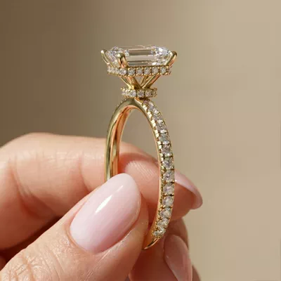 Faye Double Hidden Halo Pave Engagement Ring