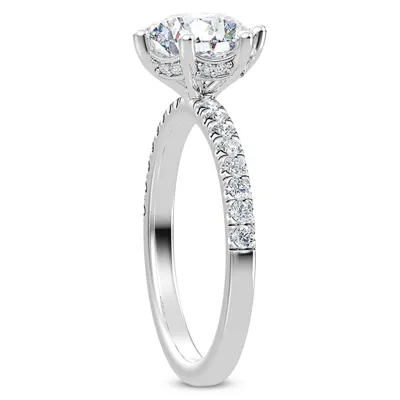 Alka Curved Hidden Halo Engagement Ring