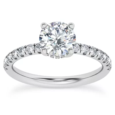 Cache Hidden Halo Trellis Pave Engagement Ring