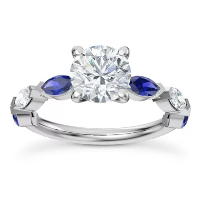 Ocean Sapphire And Diamond Engagement Ring