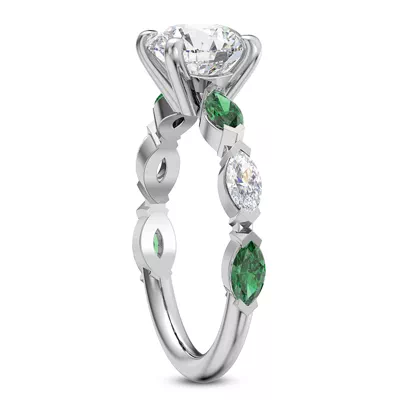 Clora Emerald And Diamond Engagement Ring