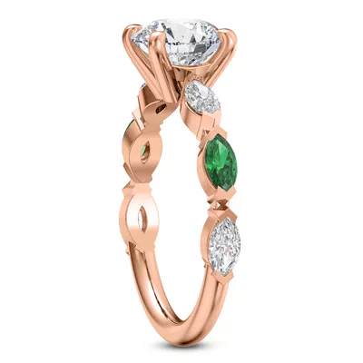 Viridi Diamond And Emerald Engagement Ring