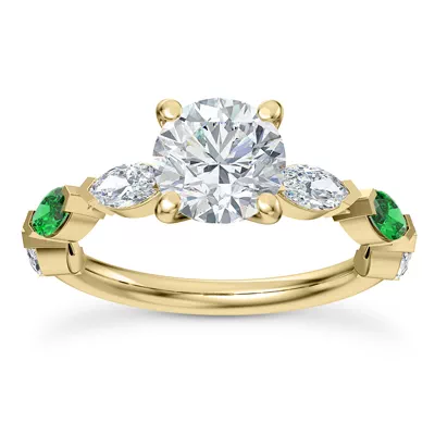 Viridi Diamond And Emerald Engagement Ring