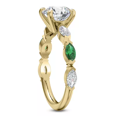 Viridi Diamond And Emerald Engagement Ring