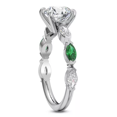 Viridi Diamond And Emerald Engagement Ring