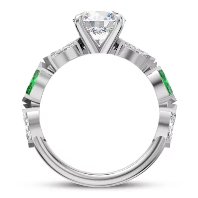 Viridi Diamond And Emerald Engagement Ring