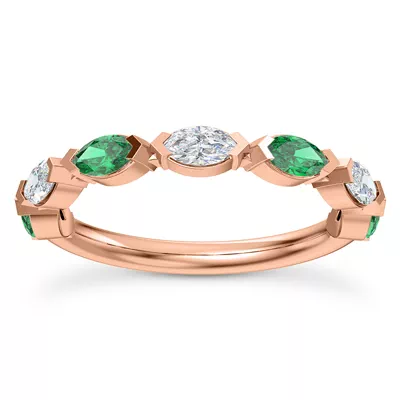 Viridi Diamond And Emerald Band