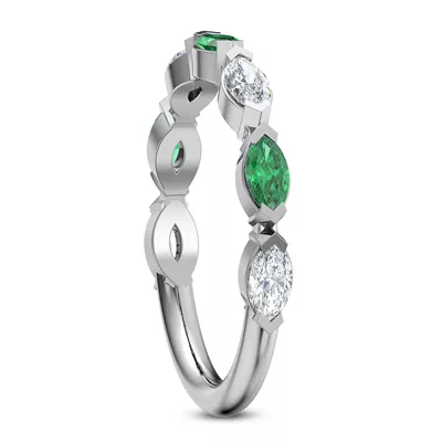 Viridi Diamond And Emerald Band