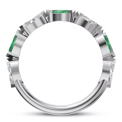 Viridi Diamond And Emerald Band