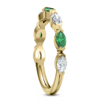Viridi Diamond And Emerald Band
