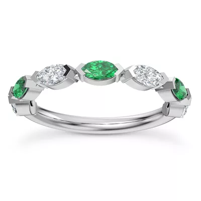 Viridi Diamond And Emerald Band