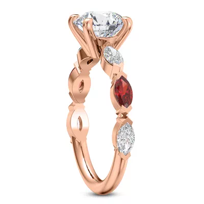 Cherry Diamond and Ruby Engagement Ring