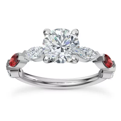 Cherry Diamond and Ruby Engagement Ring