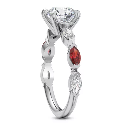 Cherry Diamond and Ruby Engagement Ring