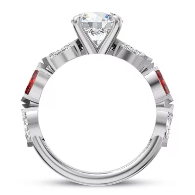 Cherry Diamond and Ruby Engagement Ring