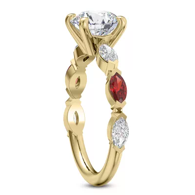 Cherry Diamond and Ruby Engagement Ring