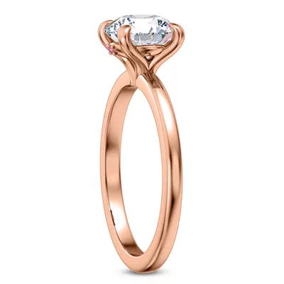 Solo Pink Sapphire Accent Solitaire Engagement Ring