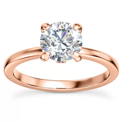 Solo Pink Sapphire Accent Solitaire Engagement Ring