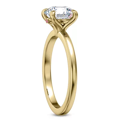 Solo Pink Sapphire Accent Solitaire Engagement Ring