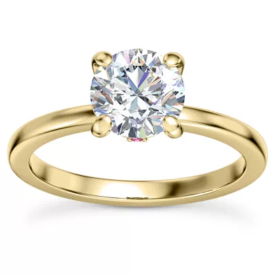 Solo Pink Sapphire Accent Solitaire Engagement Ring