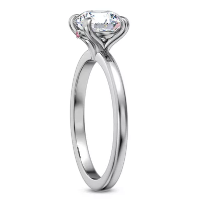 Solo Pink Sapphire Accent Solitaire Engagement Ring