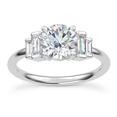 Aya Graduated Straight Baguette Engagement Ring
