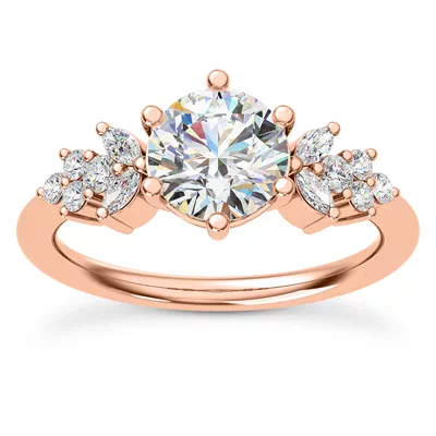 Dee Marquise And Round Diamond Cluster Engagement Ring