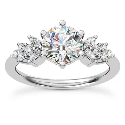 Dee Marquise And Round Diamond Cluster Engagement Ring