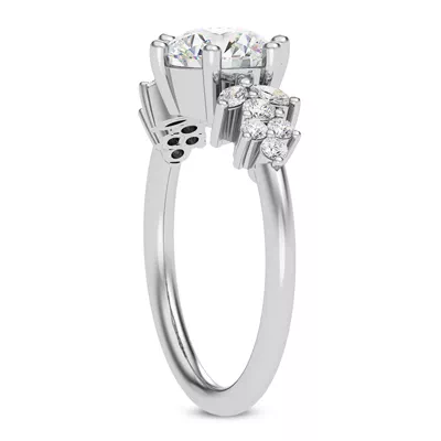 Dee Marquise And Round Diamond Cluster Engagement Ring
