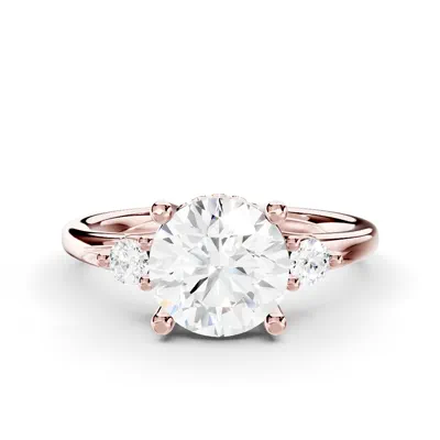 Stacy Petite Three-Stone Hidden Halo Lab Engagement Ring