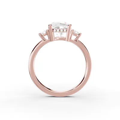 Stacy Petite Three-Stone Hidden Halo Lab Engagement Ring